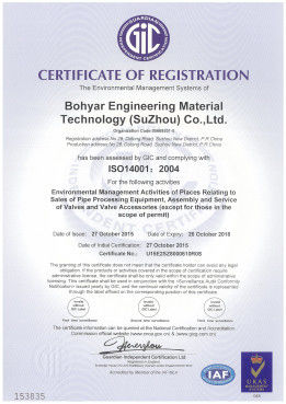 China Bohyar Engineering Material Technology(Suzhou)Co., Ltd Certificaten