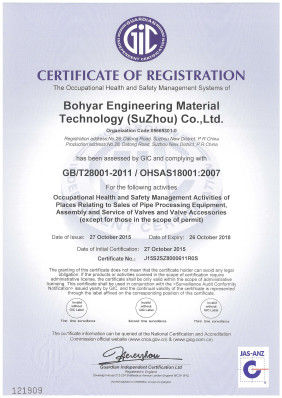 China Bohyar Engineering Material Technology(Suzhou)Co., Ltd Certificaten